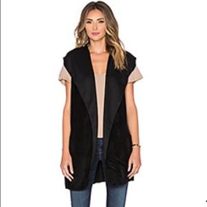 Black Bonded Faux Fur Vest with hood